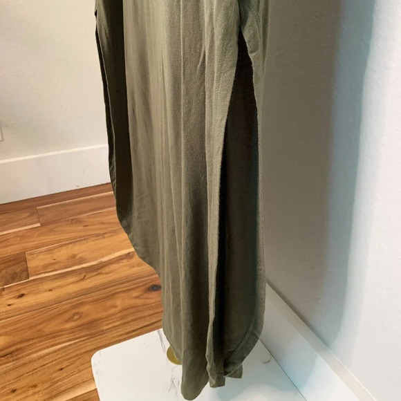 Women's Army Green Casual Loose Maxi Dress V-Neck Short Sleeve Pockets Size S - Picture 7 of 10